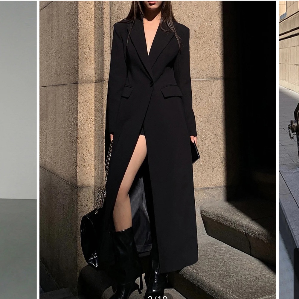 EUC Commense Elegant Black Long Coat